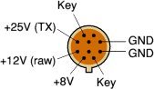 pinout of the 10-pin expansion socket, when looking into the socket.
