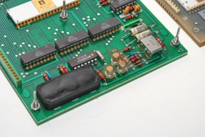 Replacement ROMs soldered to the reworked processor board