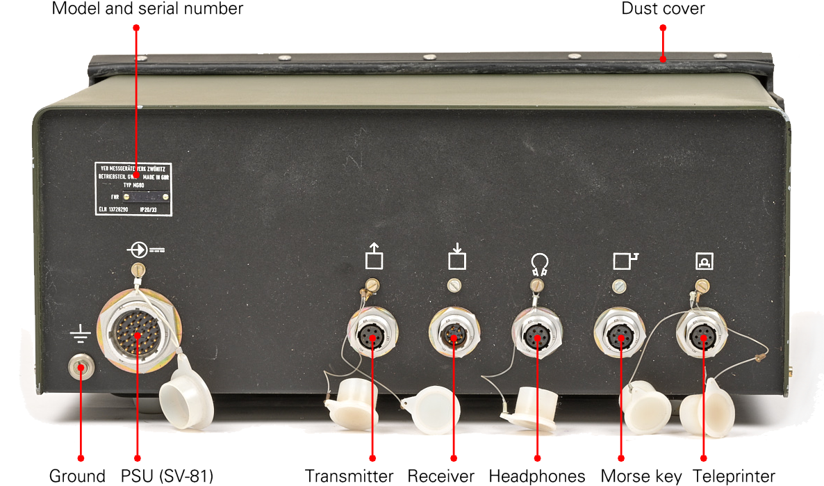 Later version MG-80 (1988) with closed dust cover, seen from the rear.