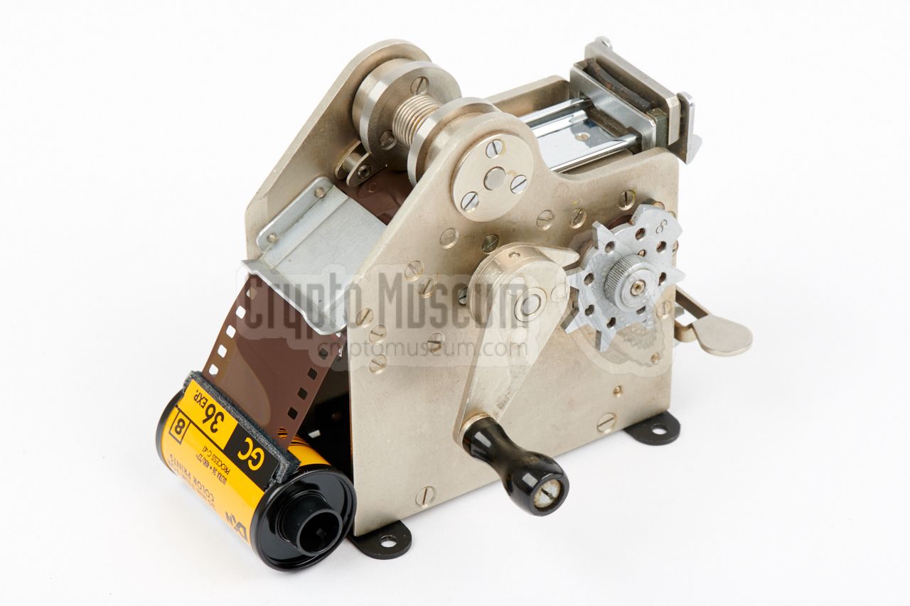 35 mm film cartridge loaded into the device