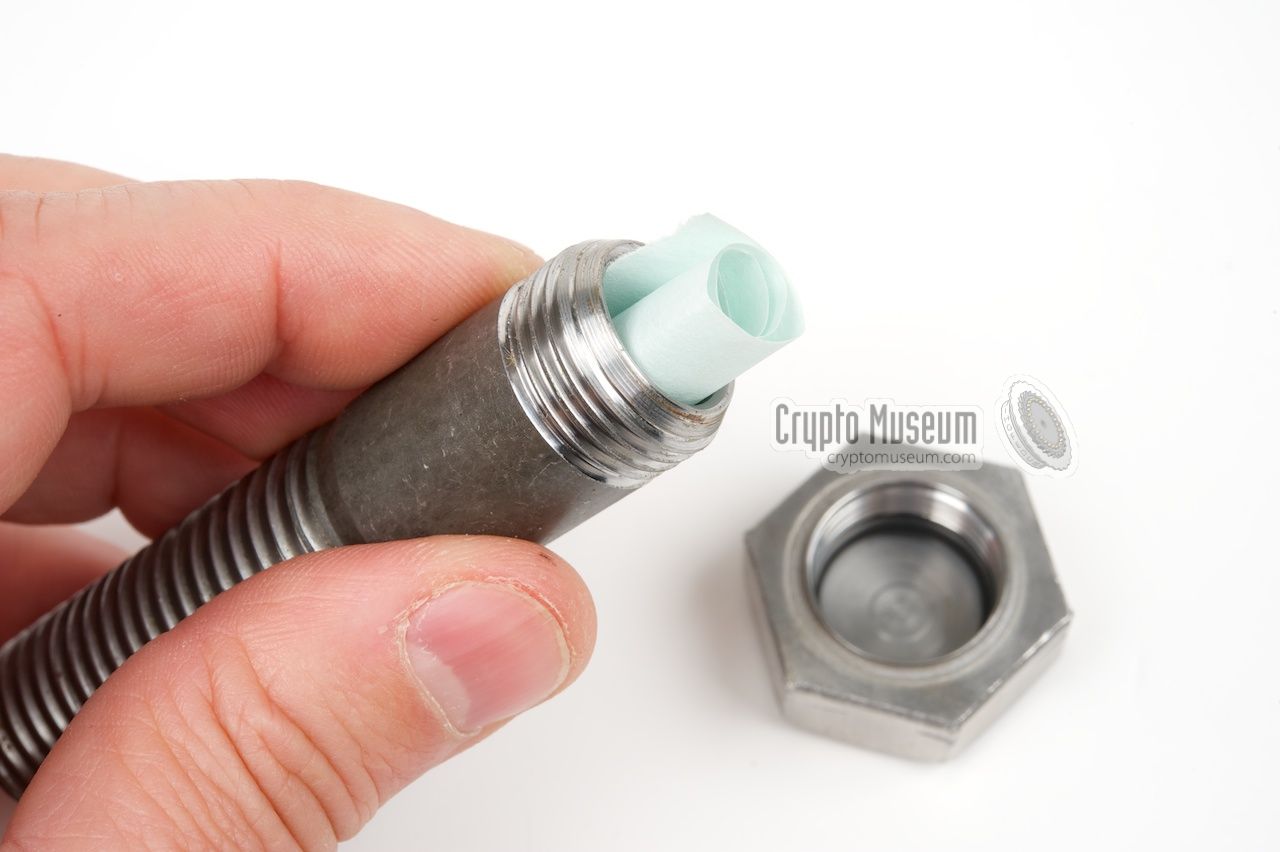 Small message hidden inside the secret compartment inside a bolt