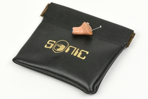 Black pinch wallet with Sonic LD-5 earpiece
