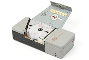 With open lid and tape cartridge installed