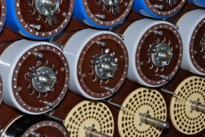 Close-up of the rotors of a Bombe machine