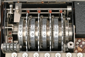 Cogwheel-driven stepping mechanism with cipher rotors