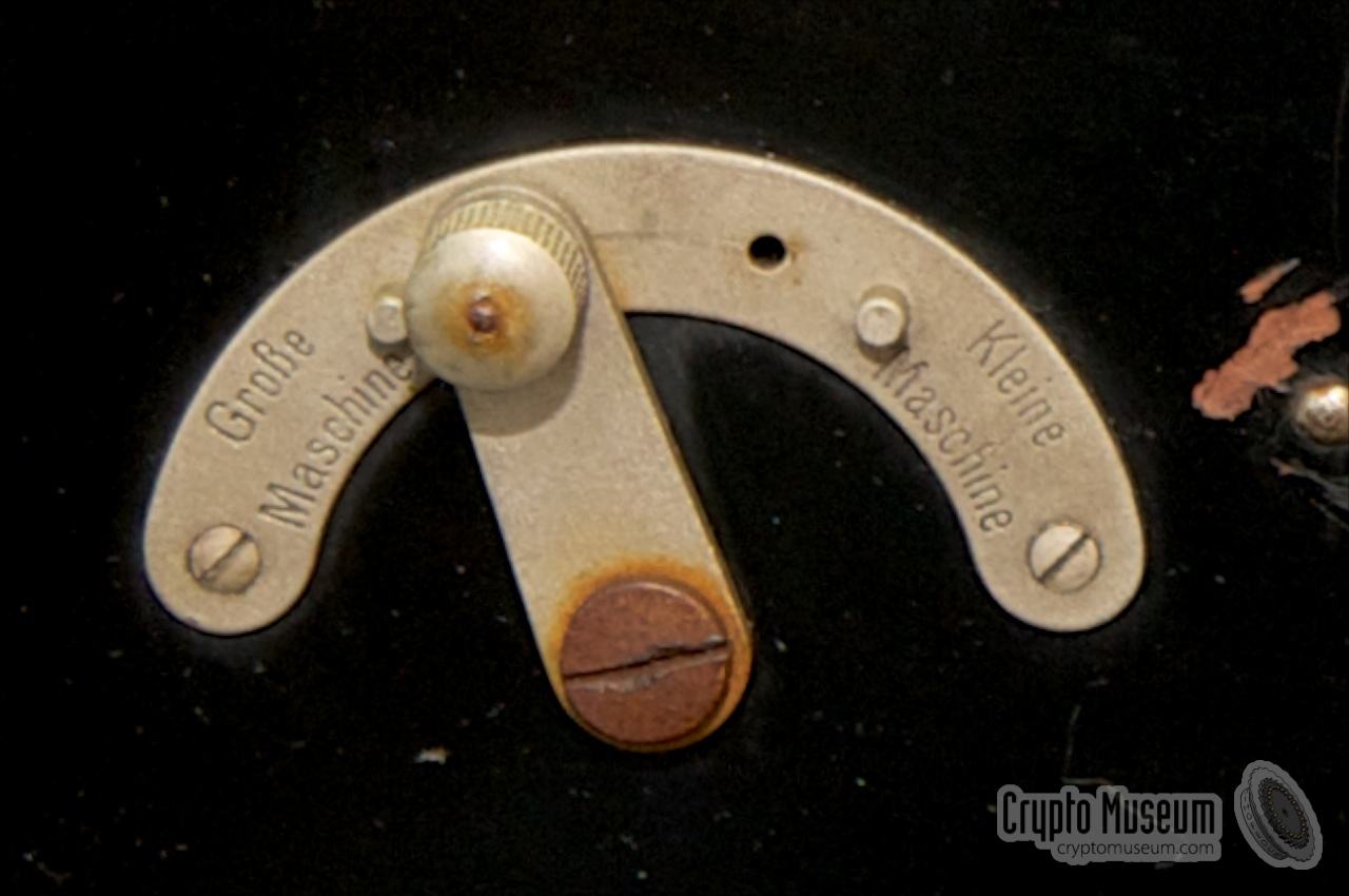 Close-up of the large/small selector