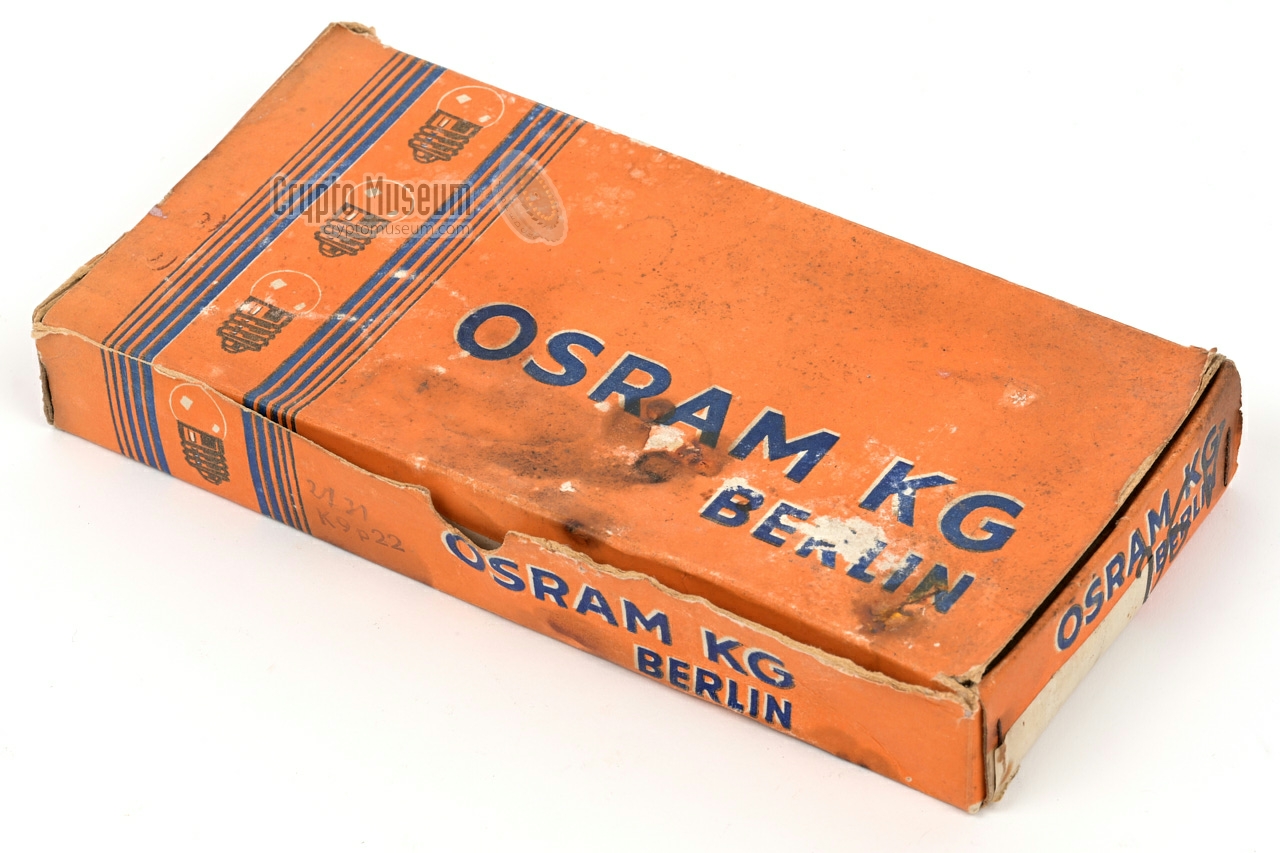 Box with 50 original Enigma lamps made by Osram