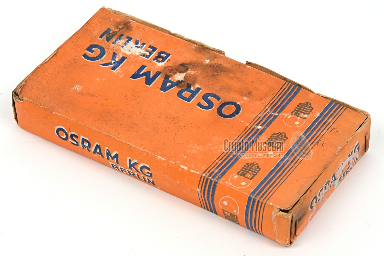 Box with 50 original Enigma lamps made by Osram