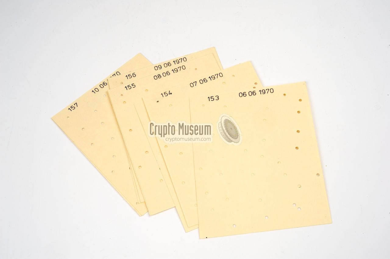 A collection of Fialka reproduction key cards