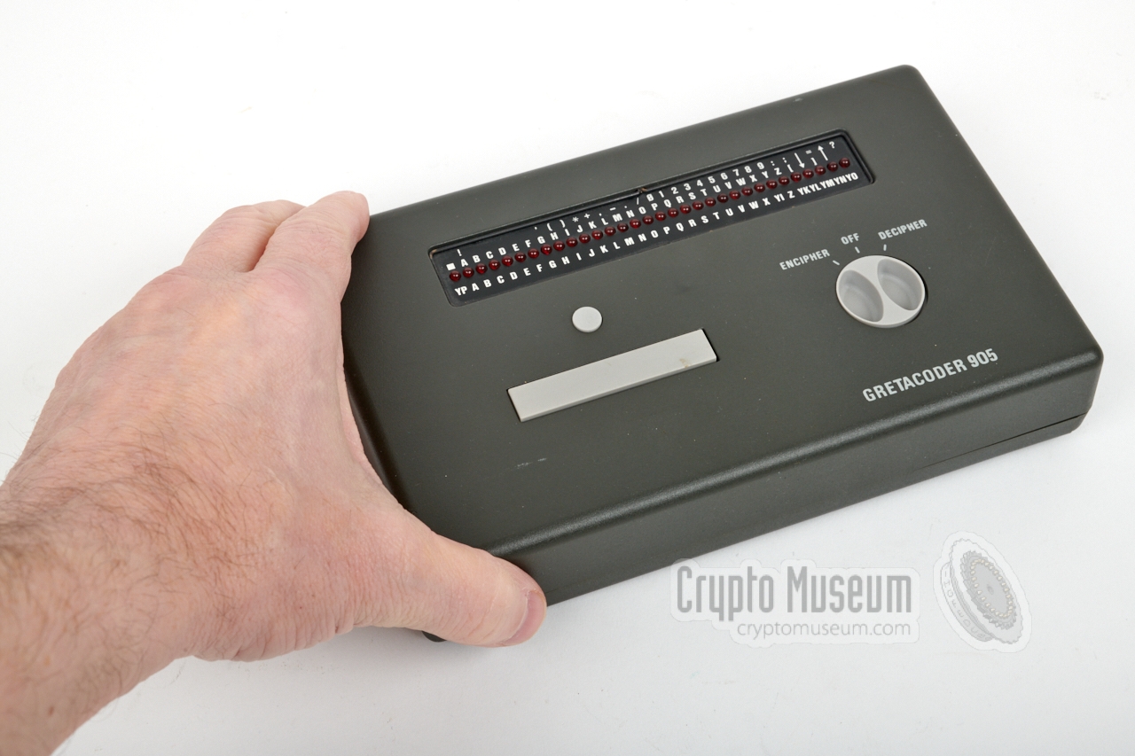 Gretacoder 905 compared to the size of a hand