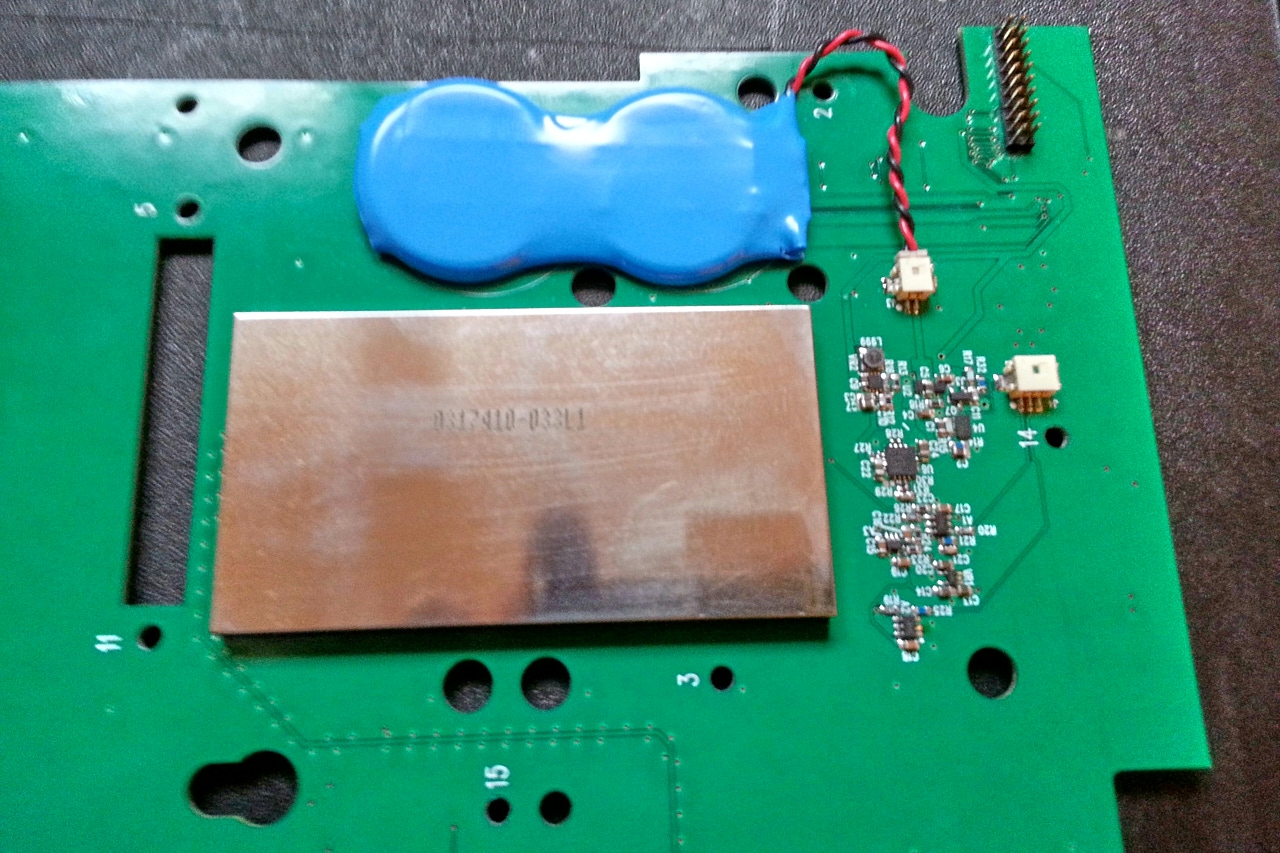 Replacement keypad board with implant, batteries, antenna and amplifier circuit