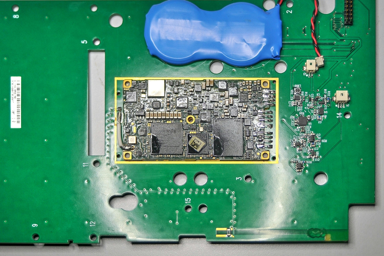Relacement board with implant (metal shield removed)