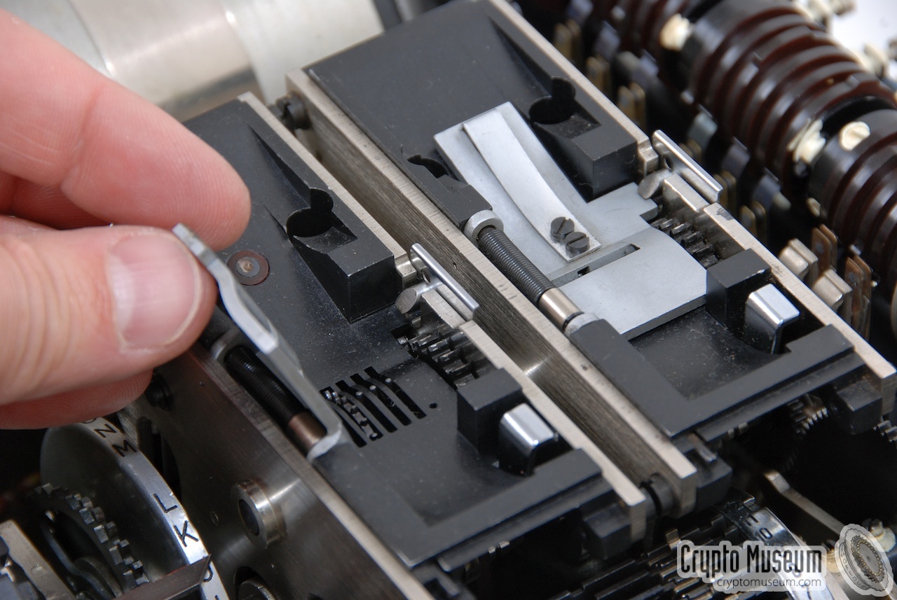 Close-up of the two tape readers. The leftmost one is opened, ready to accept a tape.