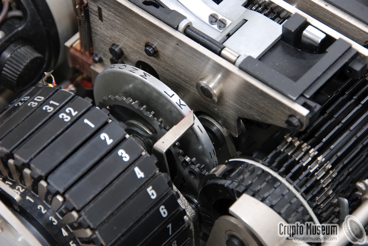 Close-up of the alphabet disc that was used for settings the start position of the rear contact cylinder (scrambler).