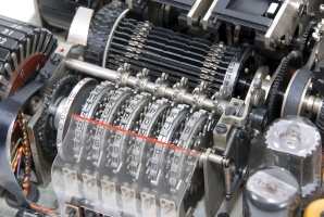 Close-up of the pin-and-lug machine inside the TC-52