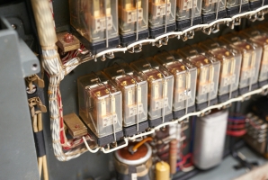 Close-up of the relays