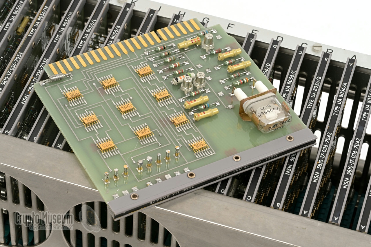 Card 'F' with crystal oscillator and baud rate straps