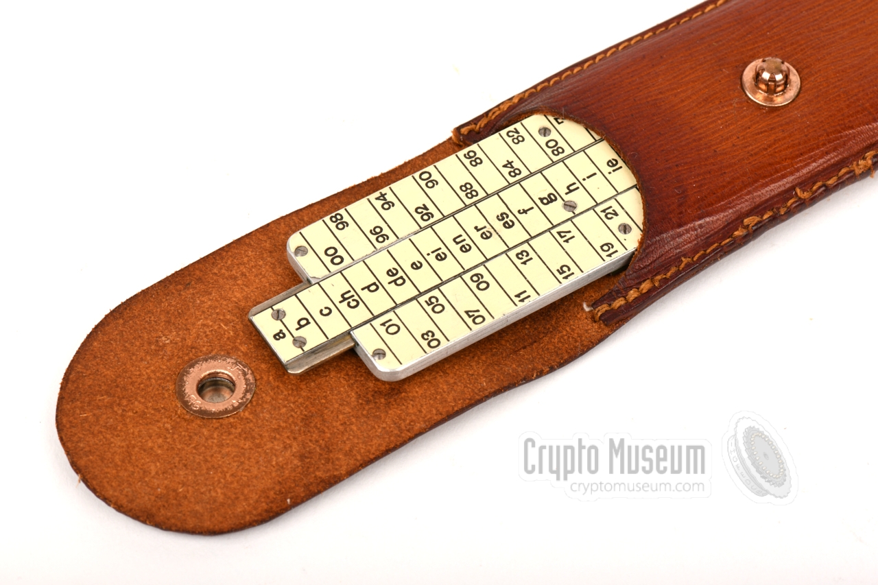 Swiss Rglette strip cipher in its leather wallet