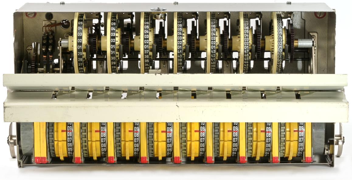Front view of the cipher unit with both rotor covers open