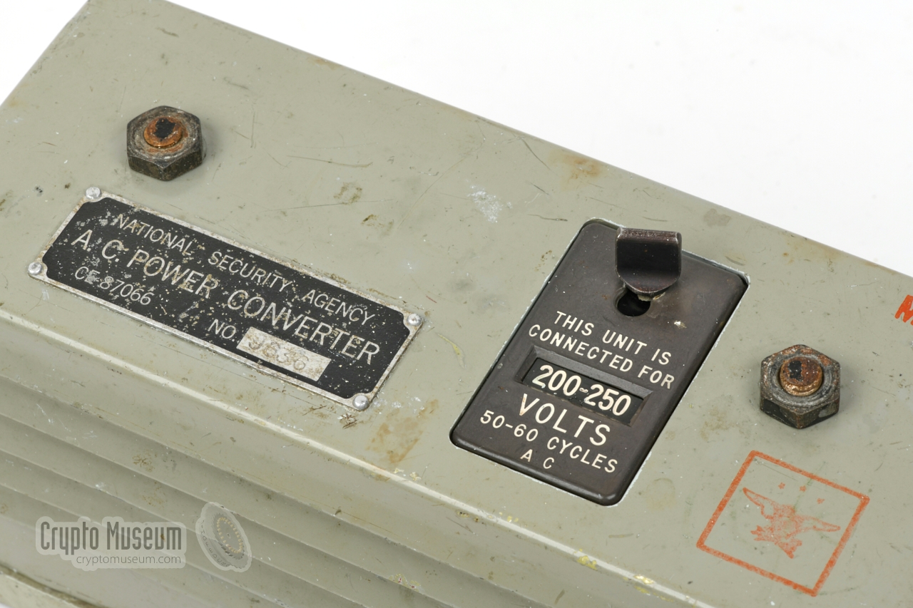 Top panel with ID tag and voltage selector