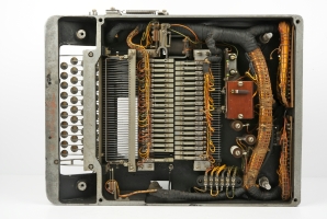 Bottom view of the SIGABA showing the wiring and circuits