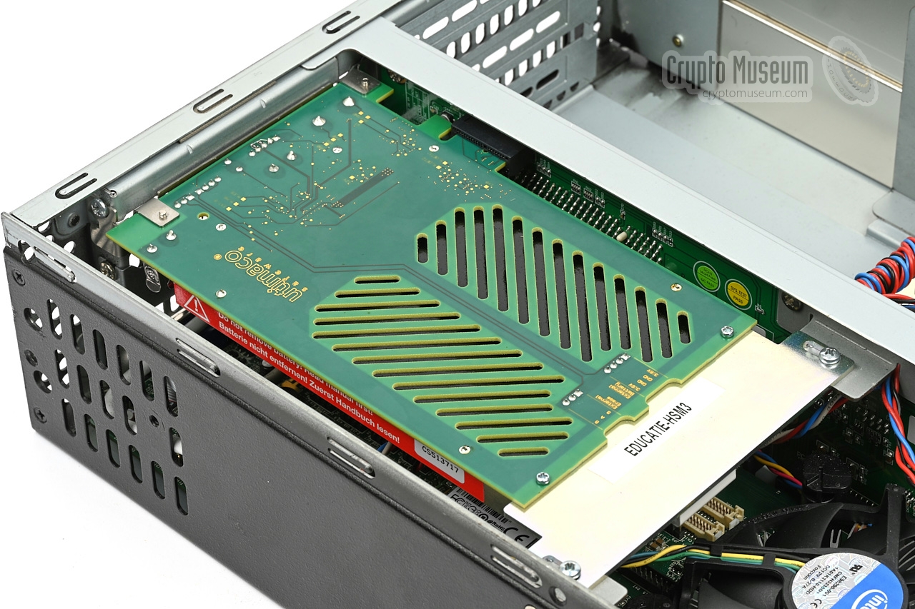 PCIe card with HSM installed in the upper slot