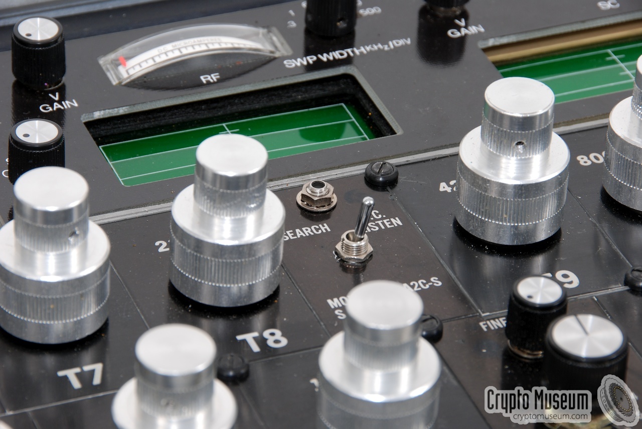 Close-up of the oscilloscopes and the field strength indicator