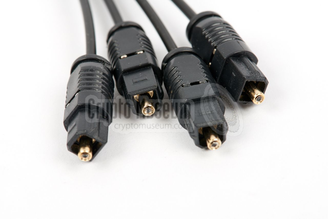 Close-up of the optical connectors