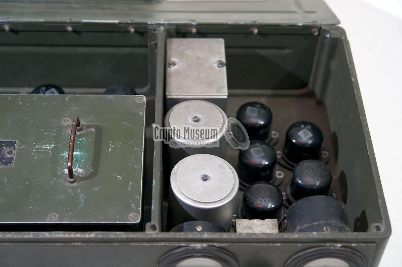 Close-up of the valves and capacitors in the right compartment