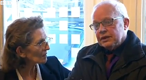Tony Carroll (right) being comforted by Marget Sale (left), the wife of the late Tony Sale. Click to see the entire newscast.