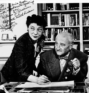 Affectionate postcard sent by Friedman to Boris Hagelin on 17 July 1956, showing Elizebeth and William Friedman in their study