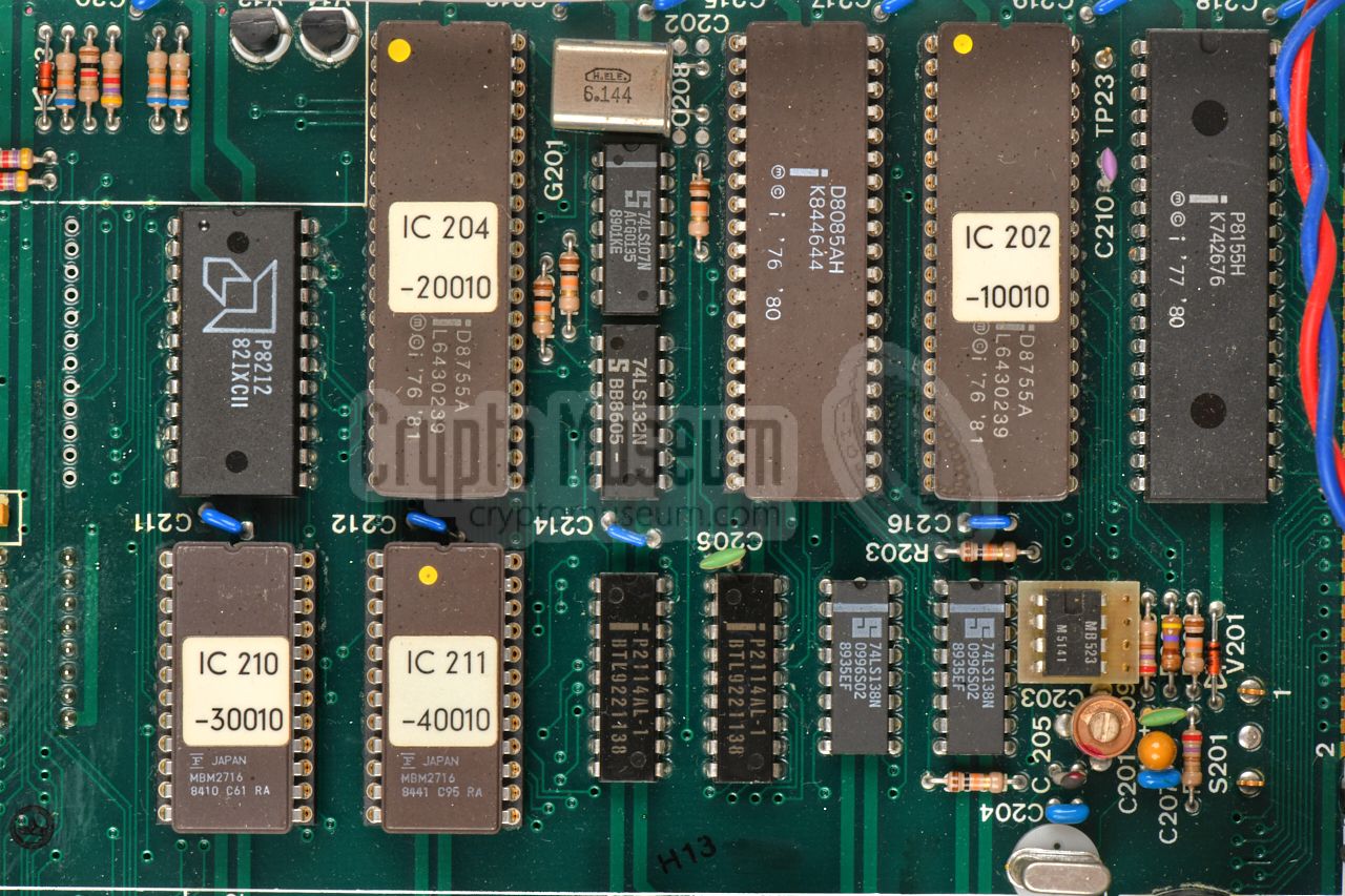 8085 microprocessor with EEPROMs, RAM and peripheral controllers