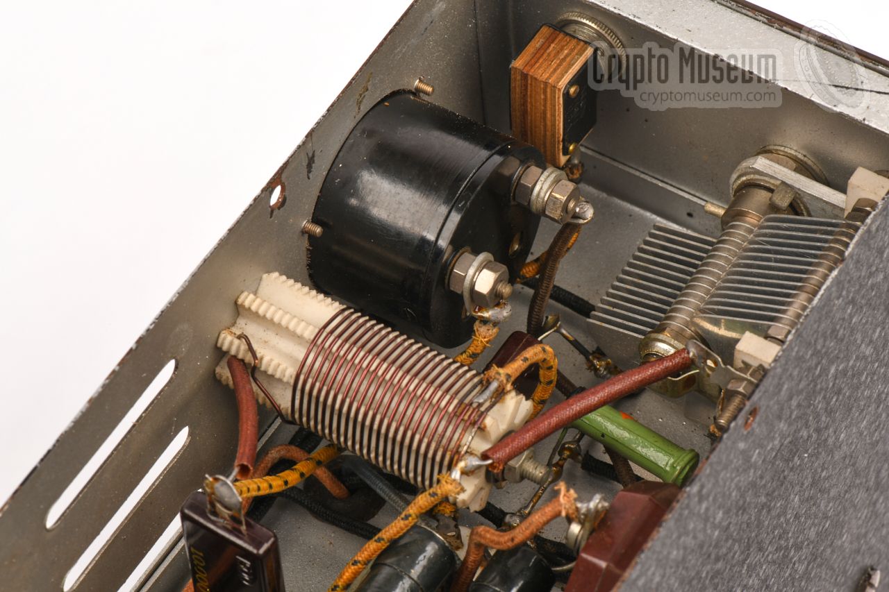 Interior (bottom) - Mains switch, meter, OSC capacitor and choke