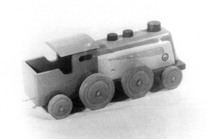 A wooden locomotive used as a concealment to bring the BND Converter into the country