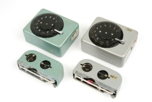 Two burst encoders with cassettes, in two different colours.
