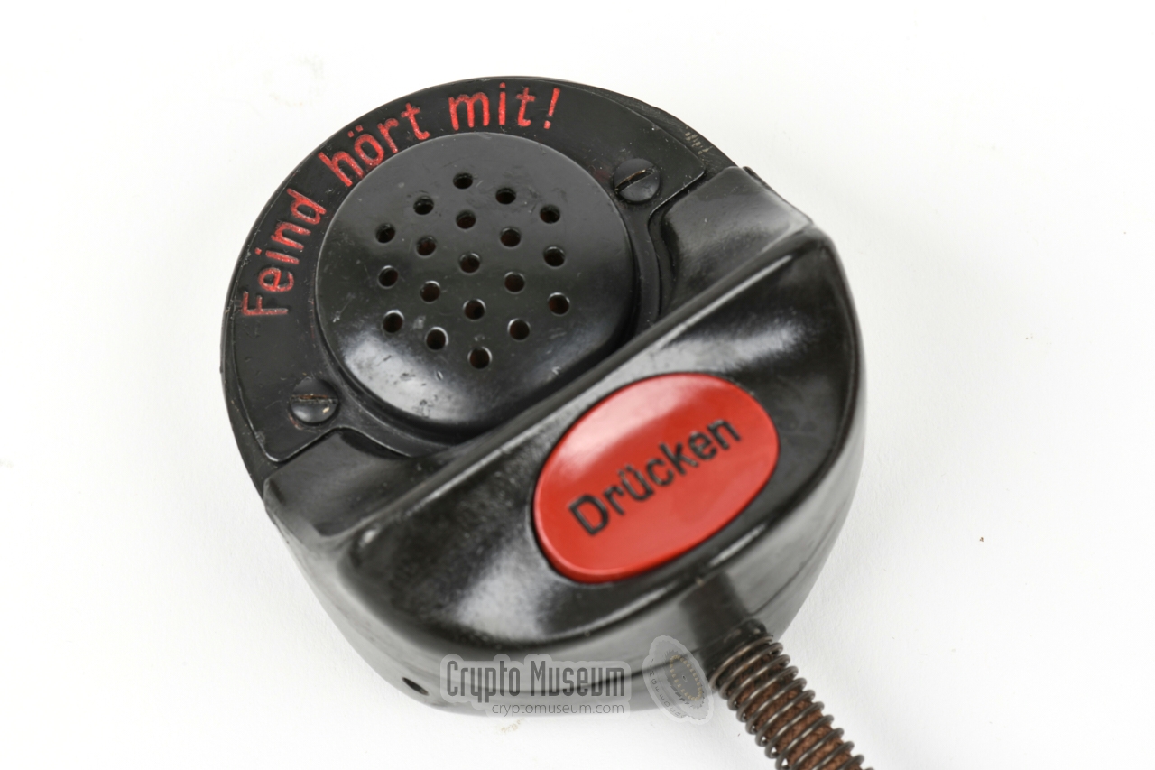 Wehrmacht microphone - note the text 'Feind h�rt mit' (the enemy is listening)