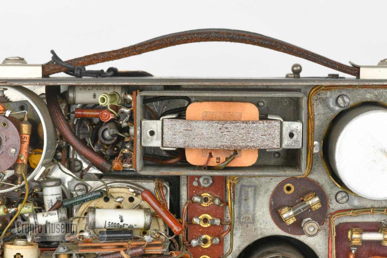 Modulation transformer seen from the rear of the radio