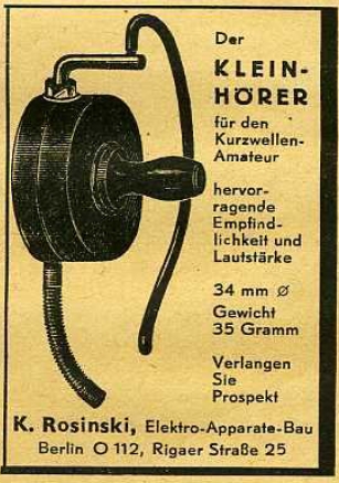 Original advert for the 'Kleinh�rer' of 1937