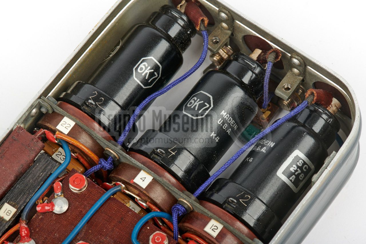 Three 6J7 valves inside the receiver