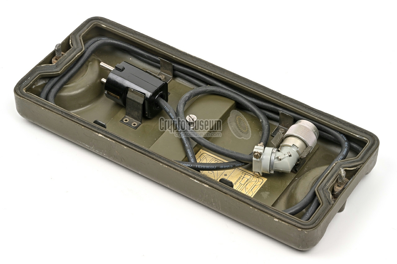 Mains cable stowed inside the case lid