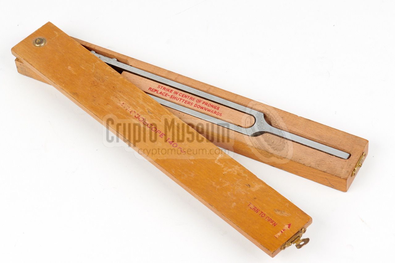 140Hz tuning fork inside wooden storage box